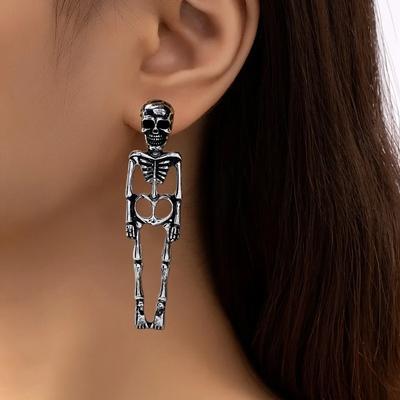 Punk Rock Ohrstecker für Mann Frau Edelstahl Hängeohrringe Gothic Rose Totenkopf Ohrstecker Hip-Hop Ohrring Zirkon
