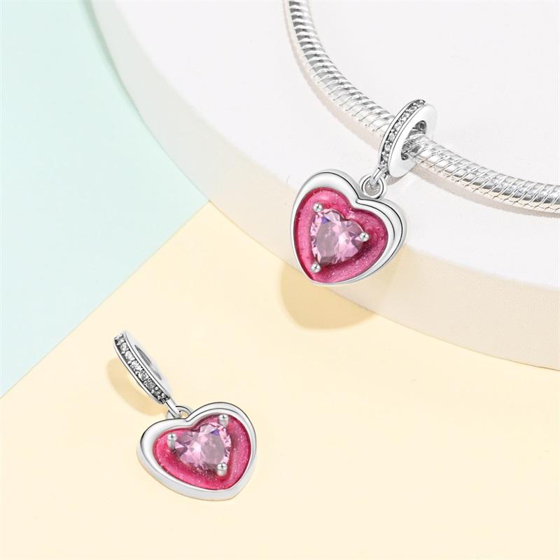 Sweet Romantic Princess Charms S925 Silver Pink Dress Lipstick High Heels Perfume Beads 3mm DIY Fine Jewelry Accessories