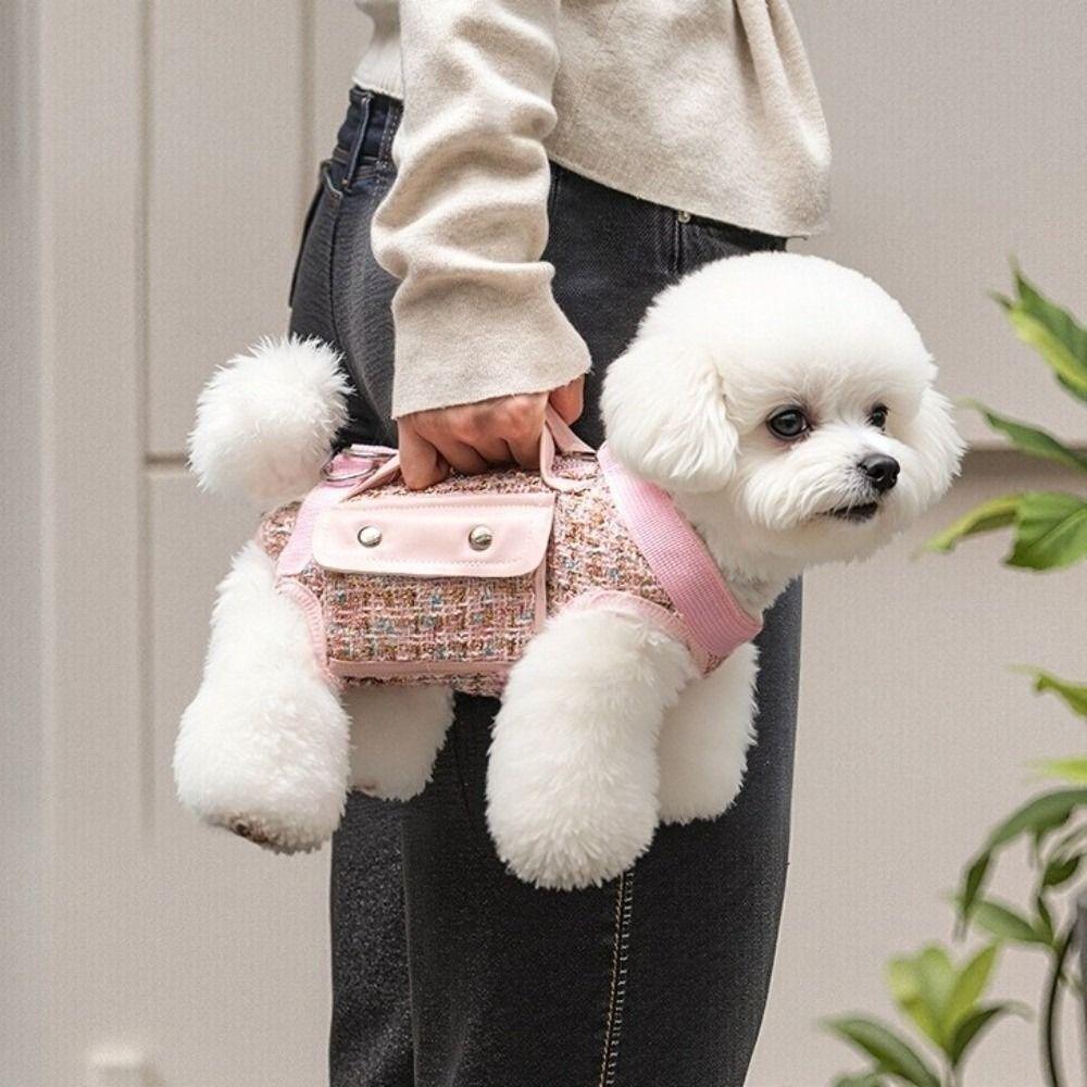 Stylish Pet Traction Backpack Elegant Dogs Going Out Bag Adjustable Cat Carrier Bag  Travel