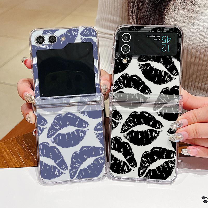 

Для Samsung Galaxy Z Flip6 Flip5 Flip4 Flip3 Hollow Lip Patterned Clear Противоударный ПК Жесткий Складной Прозрачный Чехол Для Телефона Samsung Z Flip5 жёлтый