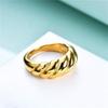 New 2024  Gold Plated Croissant Dome Ring Twisted Braided Gold Plated Ring Chunky Signet Ring for Women