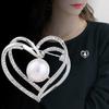 Elegant Rhinestone Heart Brooch for Women's Fashionable Clothing Accessories