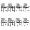 Garden Chairs and Cushions Set of 8 Solid Acacia Wood