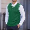 Men's Knitted Vest, Sleeveless, Casual V-neck, Thickened Waistcoat