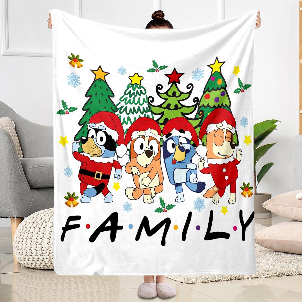 Christmas Family Fun Blanket Comfortable Perfect for Sofa Bed Picnics Four Seasons Universal Modern Gifts For Family Or Friends
