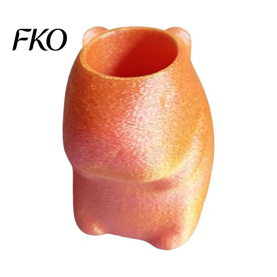 One-piece Molded Pen Organizer Standing Capybara Holder, Cute Animal Desk for Pens Makeup Gradient Orange Cup Brushes, Large Capacity