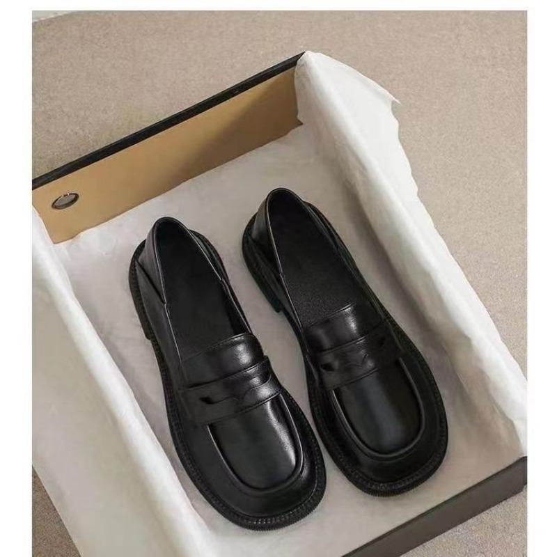 New Women's Thick-soled Shoes, Round-toed Croaker Loafers