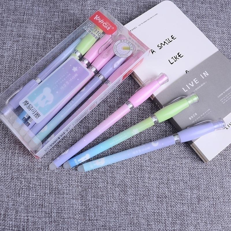 4Pcs / 12Pcs Erasable Pen Gel Kawai Gel Pen School Supply Stationary Cute Funny Stationery 0.38mm Bla