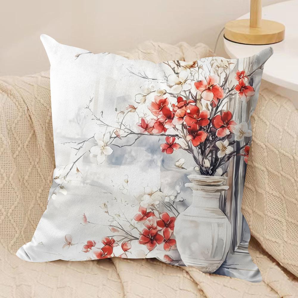Wild Flower Cushion Cover Soft Plush Fabric DoubleSided Printed Cushion Covers for All Seasons Modern HomeDecor Gift