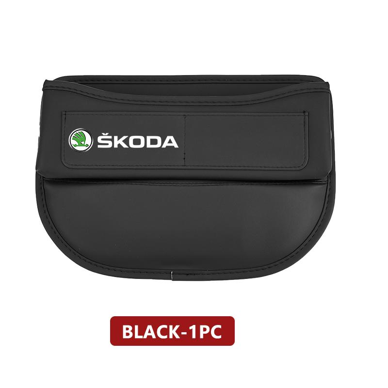 AAABT1 For Skoda Car Seat Gap Slit Organizer Leather Seat Crevice Storage Box Accessories Fabia Kamiq Superb Scala Enyaq-iV MK3 VisionS