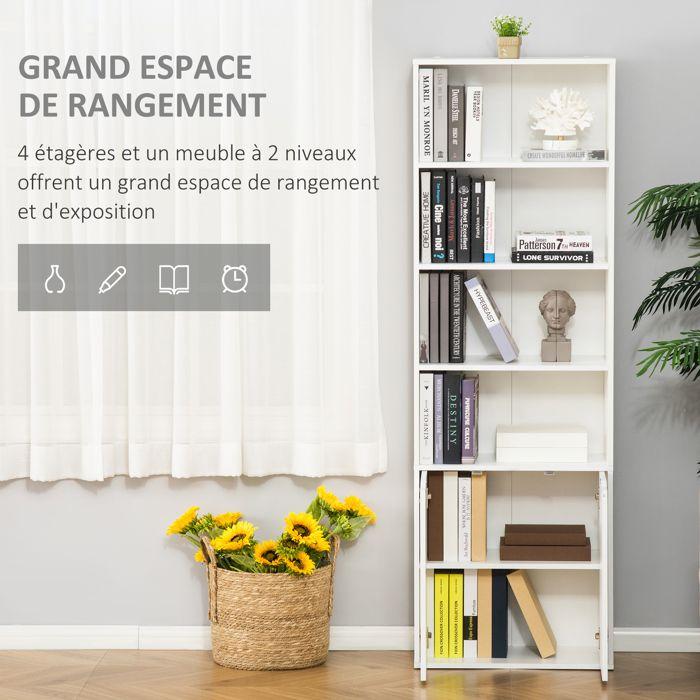 Bookshelf - HOMCOM - 4 Compartments - Book Storage Furniture - 59x29x180 Cm - White