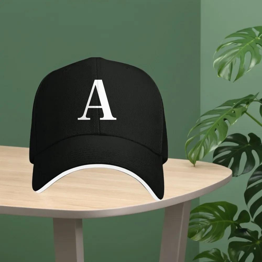Initial A Letter Baseball Cap Breathable Polyester Adjustable Sports Cap for Adult Unisex Women