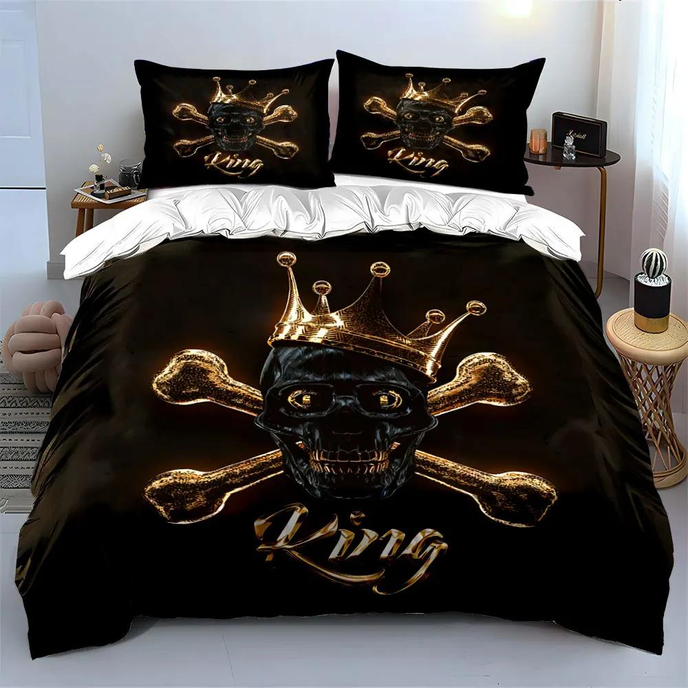 "Royal Skull Themed Decor Set" Soft Comfortable Duvet Cover Bedding Set Included 1*Duvet Cover & 2*Pillowcases Gift