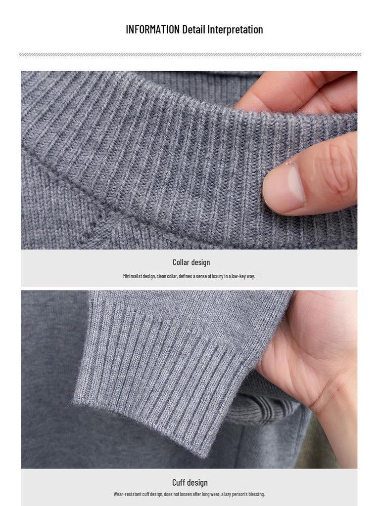 Men's Trendy Loose Fit Round Neck Sweater - Autumn/Winter 2025 Collection, Simple Solid Color Casual Knit Base Layer
