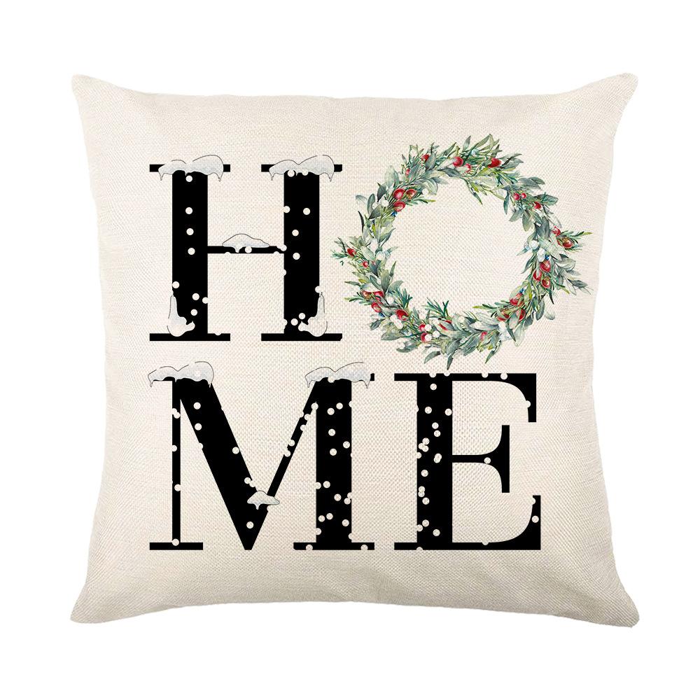 Christmas Pillow Cover Linen Printed Living Room Sofa Cushion Cover Bedroom Headboard Pillow Cover
