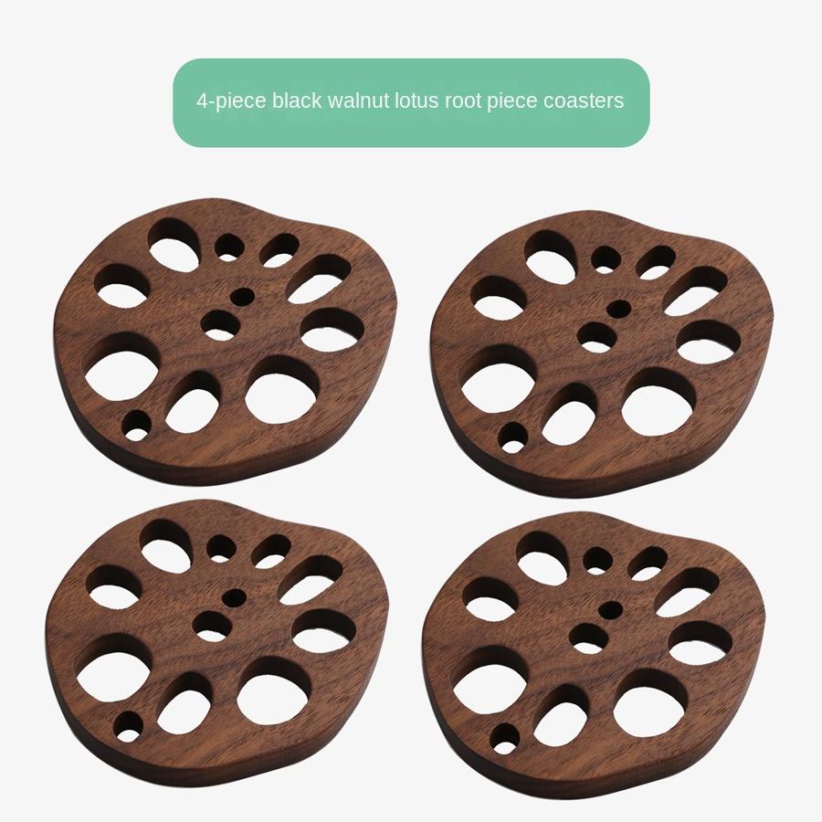 Wood Coasters Cute Decorative Lotus Root Cup Pad Eco-friendly Beech Coaster Reusable Hollow Mats for Tableware Bowl Plate