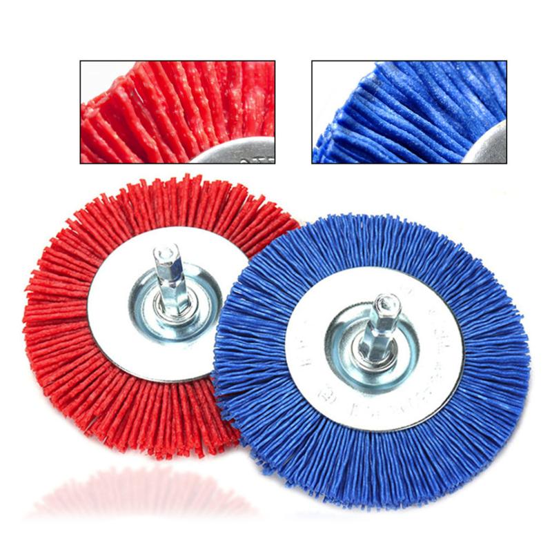 For Drill Rotary Tool Remove Rust/Corrosion/Paint Nylon Abrasive Brush Grit 80/120/180/240 Flat Abrasive Wheel Brush 1/4" Shank