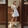 French Temperament Bubble Sleeve Dress Women's Summer Niche Design Sense Waist Thin Medium and Long Skirt