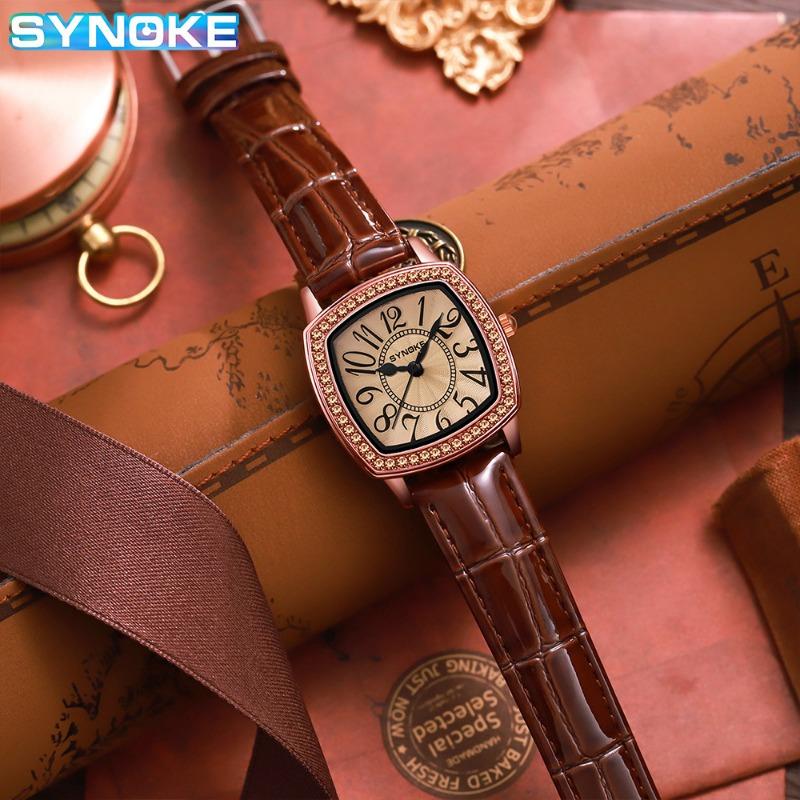 Top Neue Retro Quadratische Uhr Leichter Luxus Modetrend Diamantenbesetzte Legierung Quarz Uhr Damen