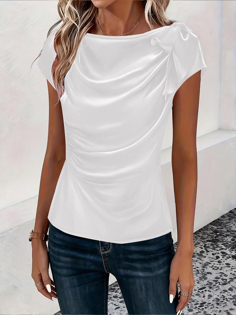 2026 European & American Women's Solid Color Satin One-Shoulder Sleeveless Commuting Top