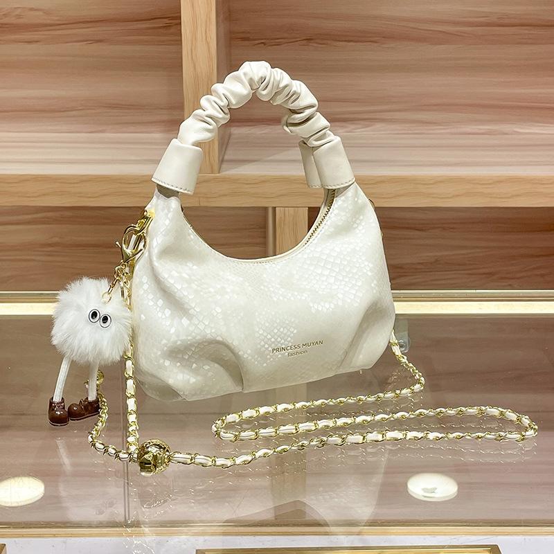 Luxury-luxurious, Niche-sized Handbag - Ruffled Cloud-shaped Bag, Single-shoulder Crossbody Bag with Chain Strap