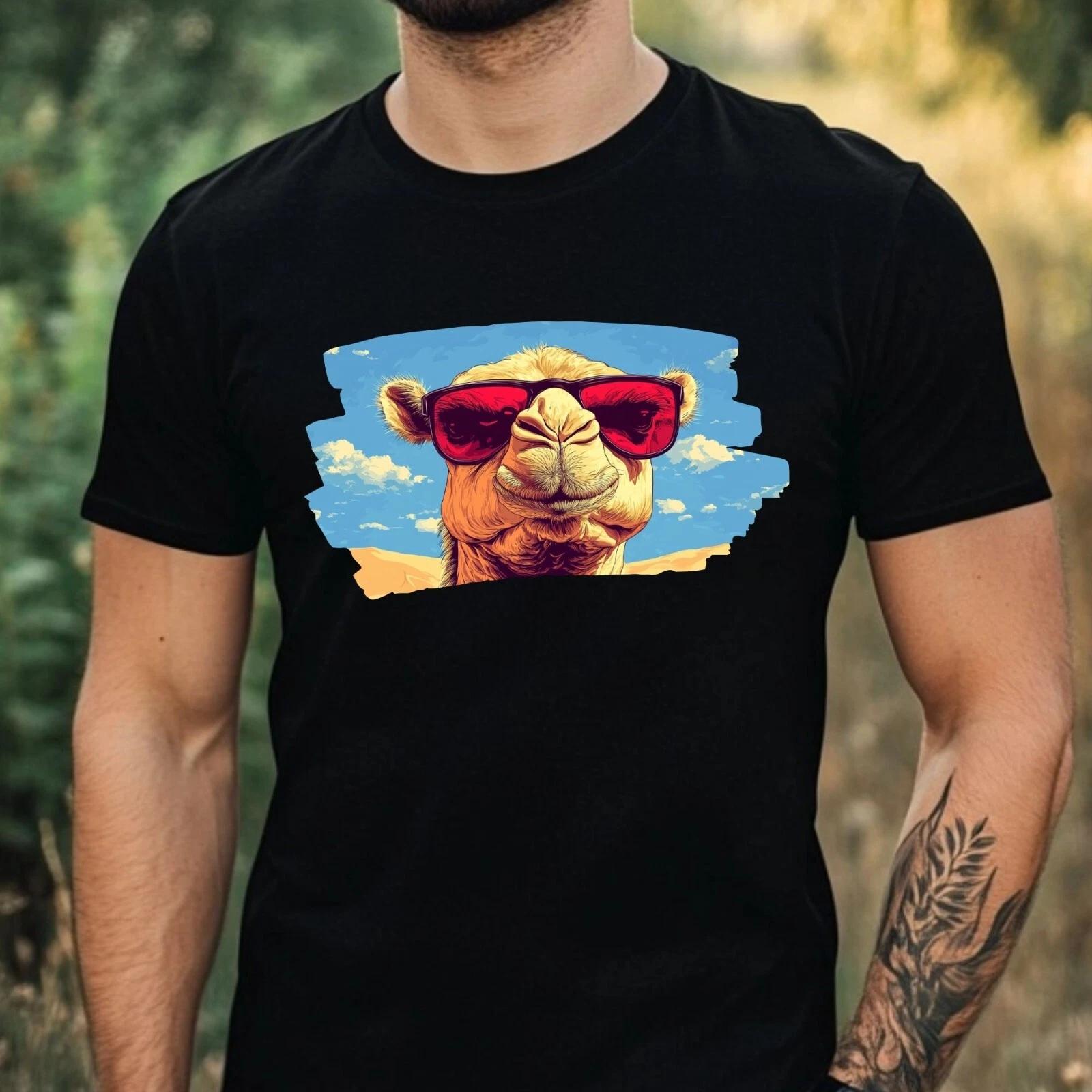 T-Shirt Herren Kamel mit Sonnenbrille Motiv Baumwolle Größe XS bis 5XL XXL