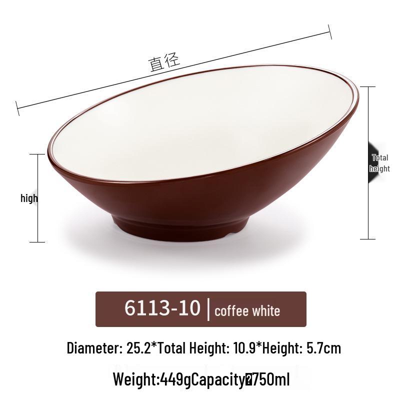 Velká šikmá melaminová mísa - Imitace porcelánu pro horký hrnec, salát a dochucovadla