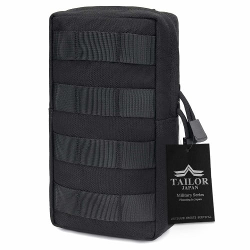 TAILOR JAPAN Tactical Pouch, Military Pouch, Airsoft Pouch, Military Bag, Outdoor, Smartphone, Small Item Holder, Airsoft, MOLLE Compatible (Black)
