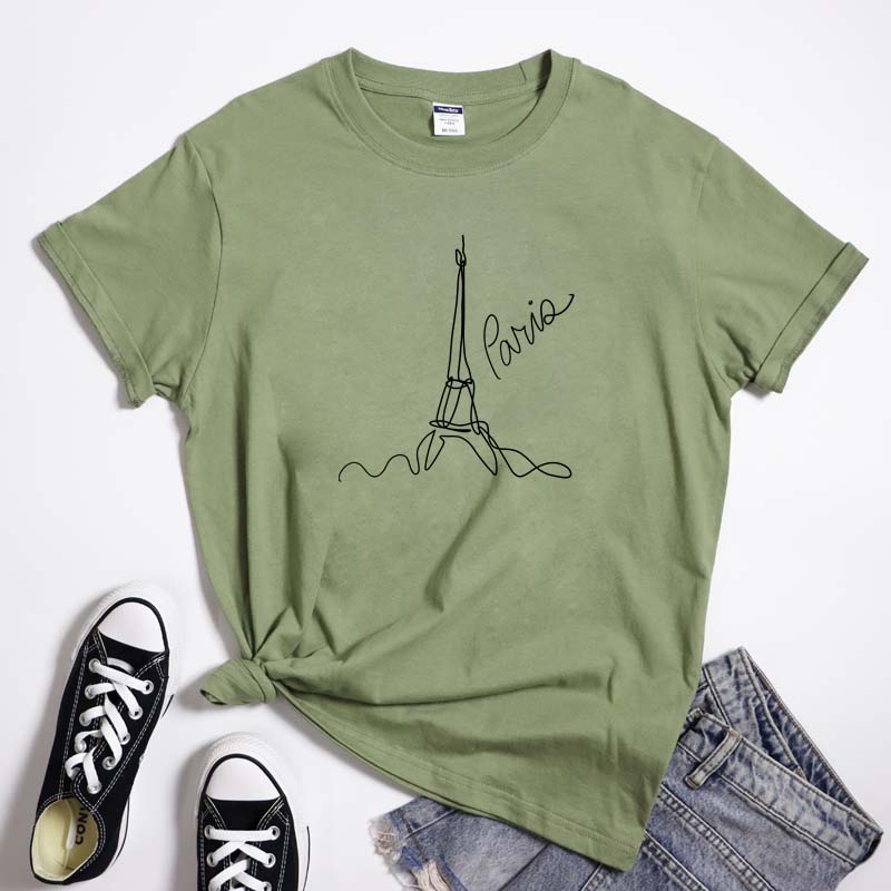 Minimalist Eiffel Tower Art Line TShirt Fashion Girls Trip Vacation Tops Tees Casual Unisex Cest La Vie Paris Travel Tshirt