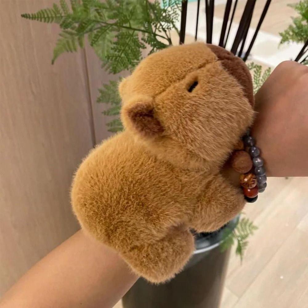 Plush Capybara Slap Wristband Stuffed Dolls Huggers Slap Toy Cute Interactive Toy  Kids Gift