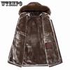Middle-aged Men's Raccoon Fur Collar Fur Coat Long Men's Thickened Leather Jacket Men's Fur One Leather Coat