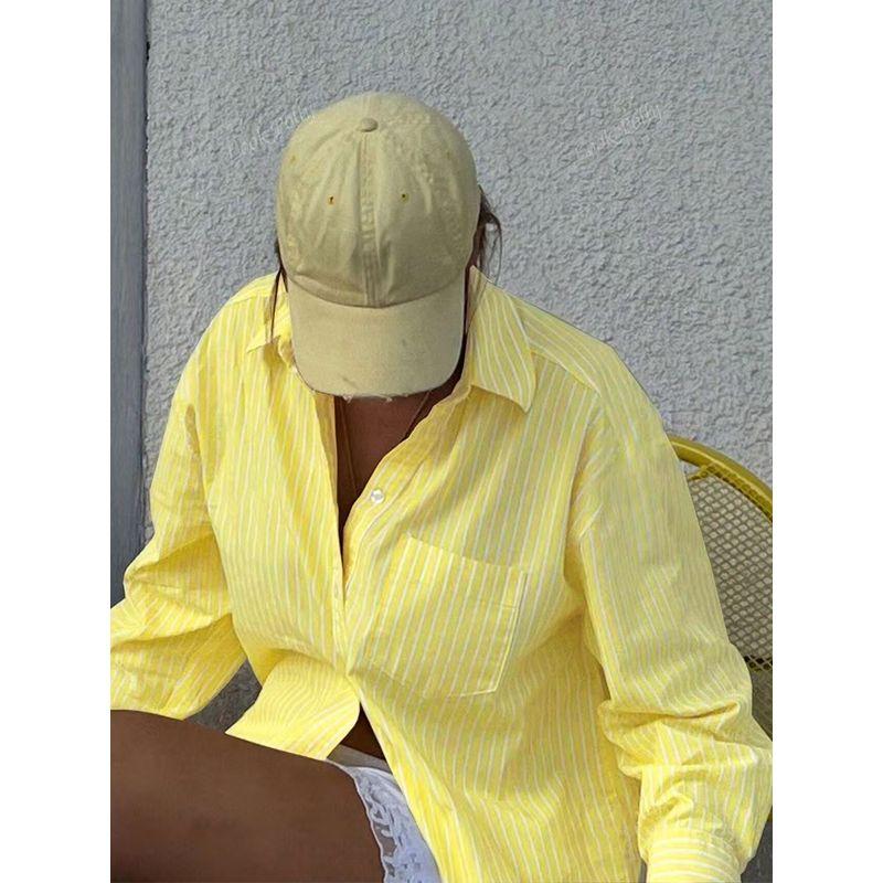 Loose Striped Shirt Fashion Style New Fashion Casual Loose Long Sleeves Shirt Stripes Tops