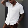 Camisa Jacquard Casual para Hombre con Cuello de Solapa de Manga Corta y Botones