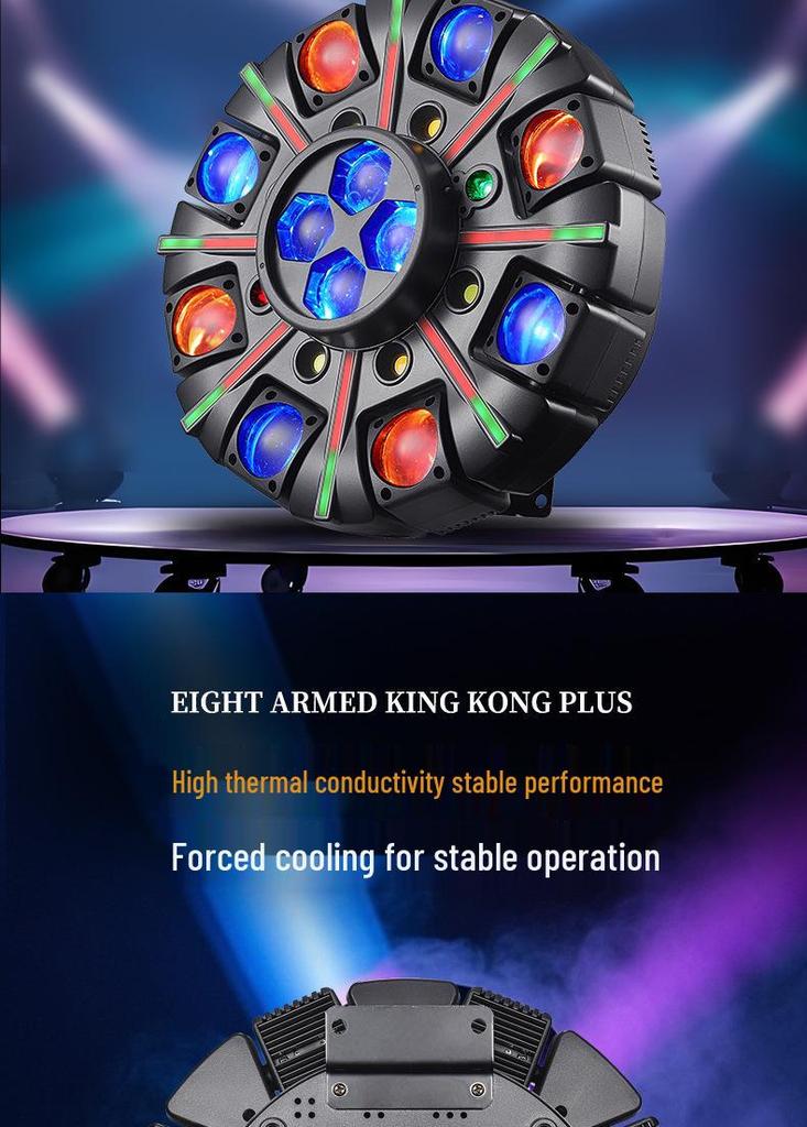 Eight Arms KTV Disco Light: Sound-Controlled Rotating LED Stage Lighting