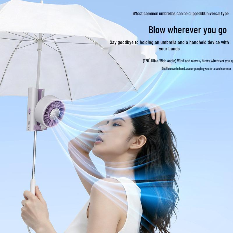 Rechargeable Portable Mini Folding Fan with Ice Pack, Umbrella Clip & Handheld Design - Ideal for Student Cooling