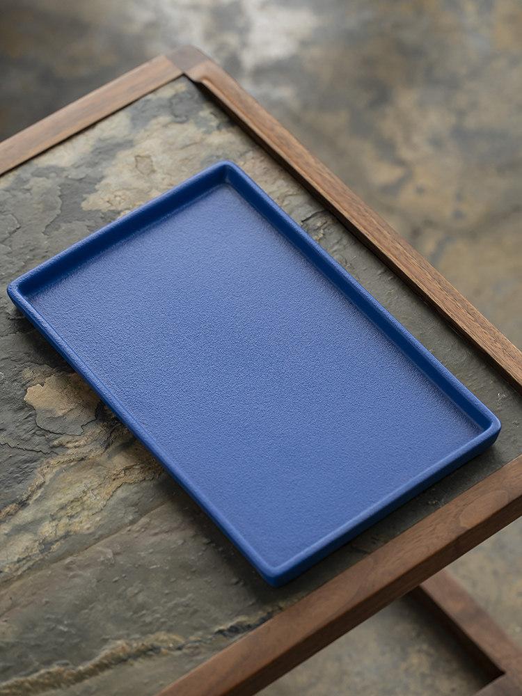 Ceramic Fruit & Tea Tray, Multi-Purpose Dry Brewing Plate with Drain Hole Decorative Serving Dish for Gongfu Tea Set, Home Decor