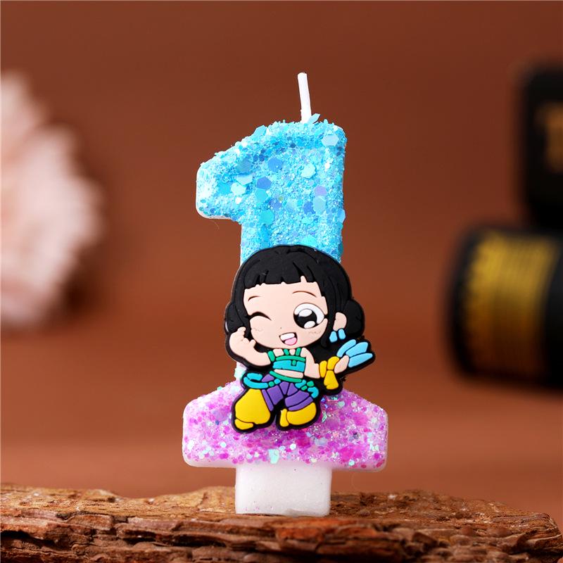 Cartoon Demon Hunter Lumi Birthday Number Candles for Cake Festival Party