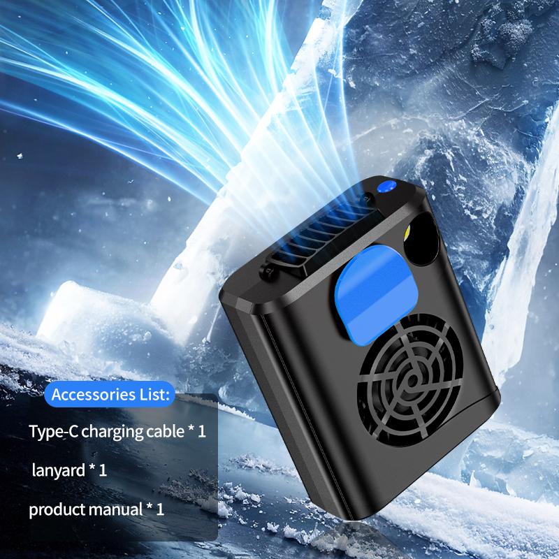 Portable bladeless outdoor camisole fan, portable belt clip, USB charging neck fan, small handheld waist hanging fan синий