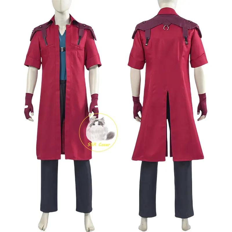 DMC 5 Dante Cosplay Wig Uniform Costumes Disguise for Adult Men Long Windbreaker Gloves Roleplay Outfits Halloween Carnival Suit
