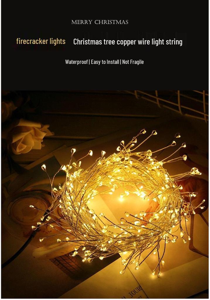 LED Firecracker Copper Wire Lights: Decorative Garland for Weddings, Home, Festivals, and Christmas.
