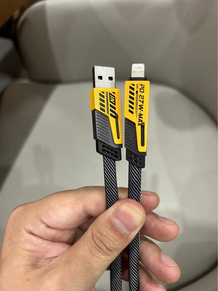 Double Magic 4-in-1 65W Superfast Bumblebee Mecha Data Cable with On-Demand Fast Charging.