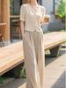 Apricot Top & Wide-Leg Pants Two-Piece Set: Professional, Timeless Summer Outfit for Women