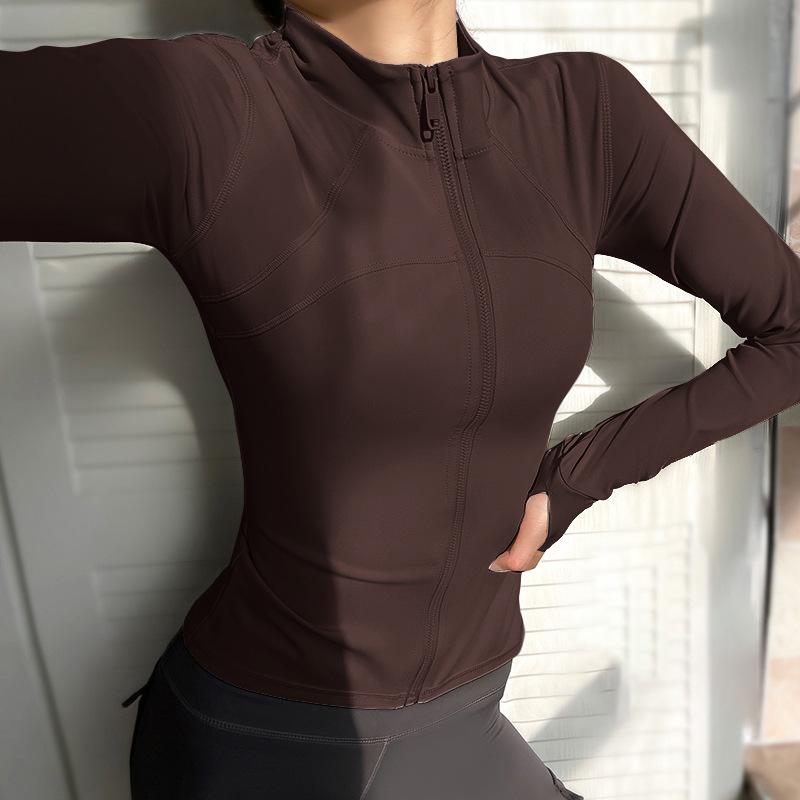Grinding yoga clothes, high-end jackets, women's new sports running tops, stand-up collar, tight and thin zipper fitness clothes