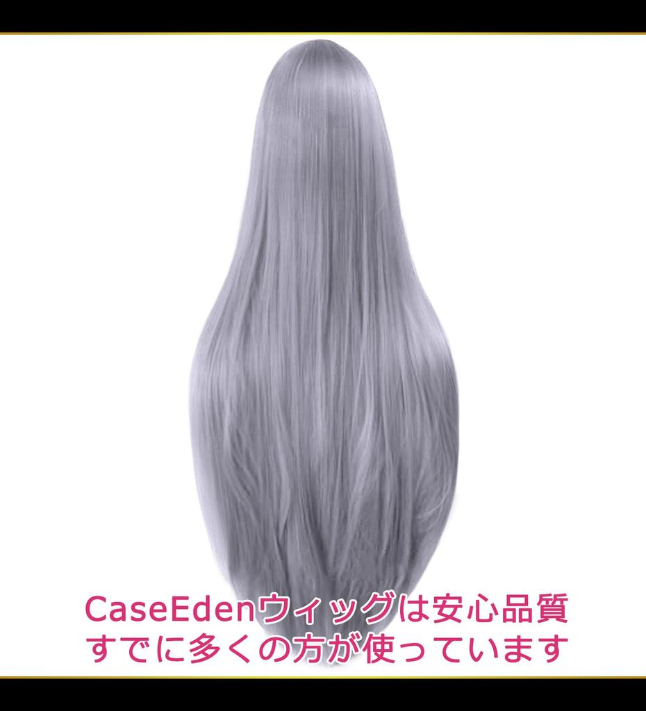 CaseEden Cosplay Wig, Premium, Smooth, Long, Straight, 100cm, Dark Silver, WIG6131