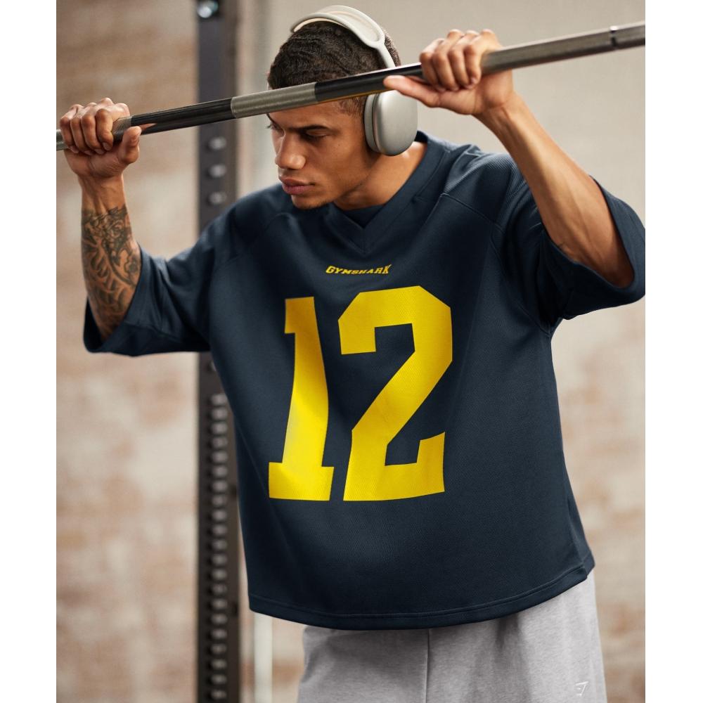 Gymshark American Football Jersey Heavy Blue A4b2d Uctn