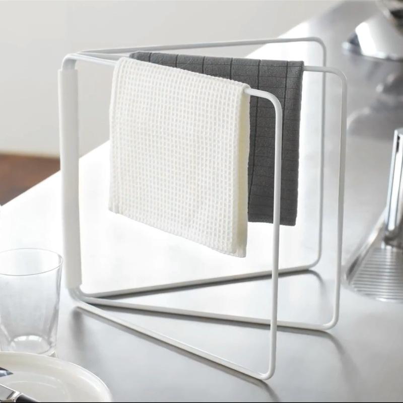 Iron Foldable Dish Rack Kitchen Towel Holder Storage Shelf for Sponge and Washcloth