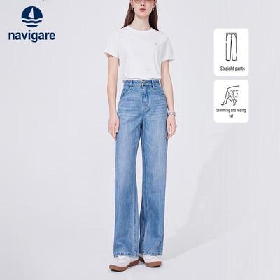 Women's Lightweight Straight-Leg Wide-Leg Jeans