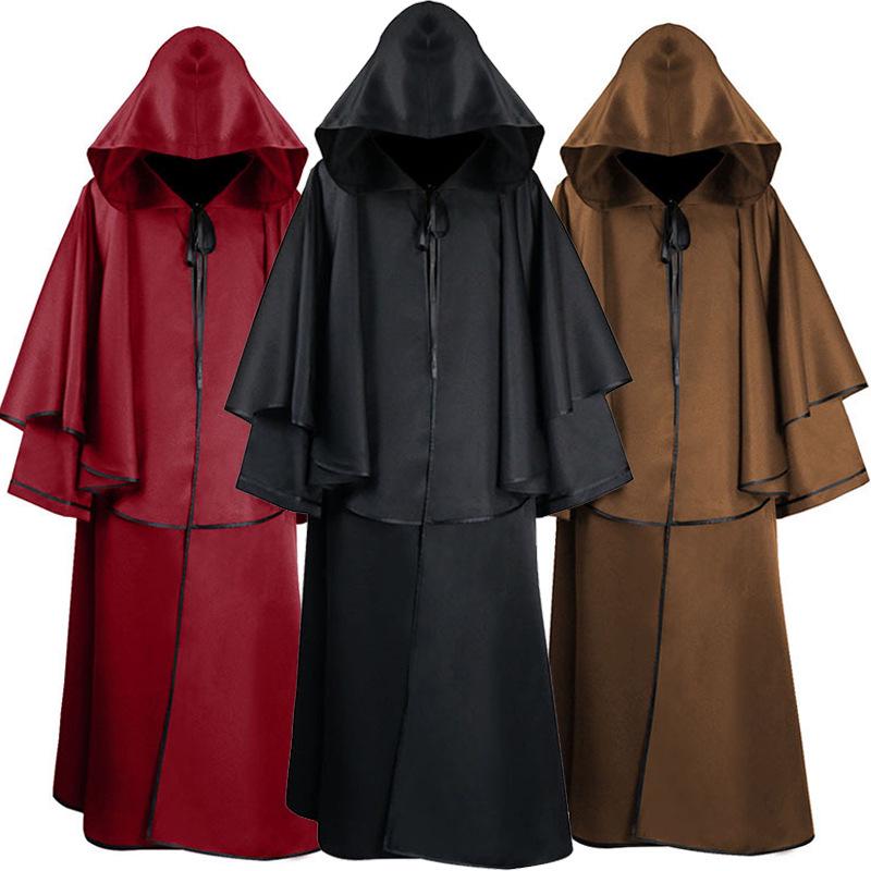 Medieval Wizard Costume Cape: Hooded Cloak for Halloween or Opera