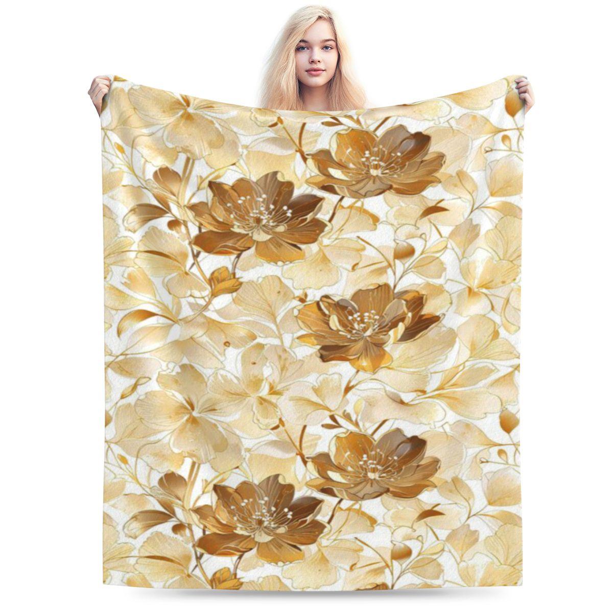 Golden Bloom Illustration Custom Warm Party An UltraSoft Micro Fleece Blanket 75x100cm 30x40in