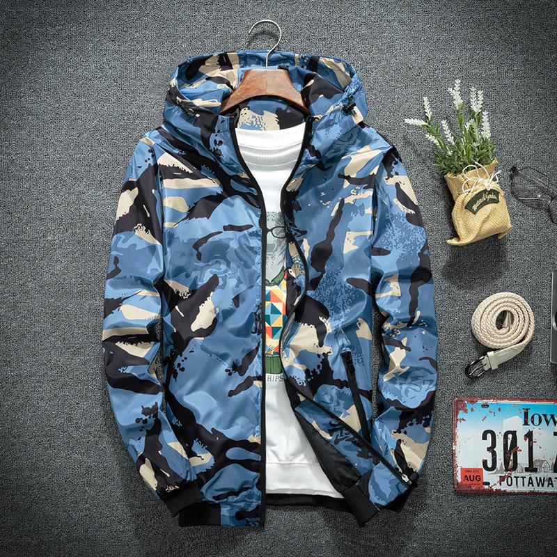 Giacca Casual da Uomo con Cappuccio Giacca Antivento da Esterno Giacca da Pesca